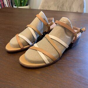Madewell Strappy Tan and Cream Leather Sandals - Women's 9 - Summer